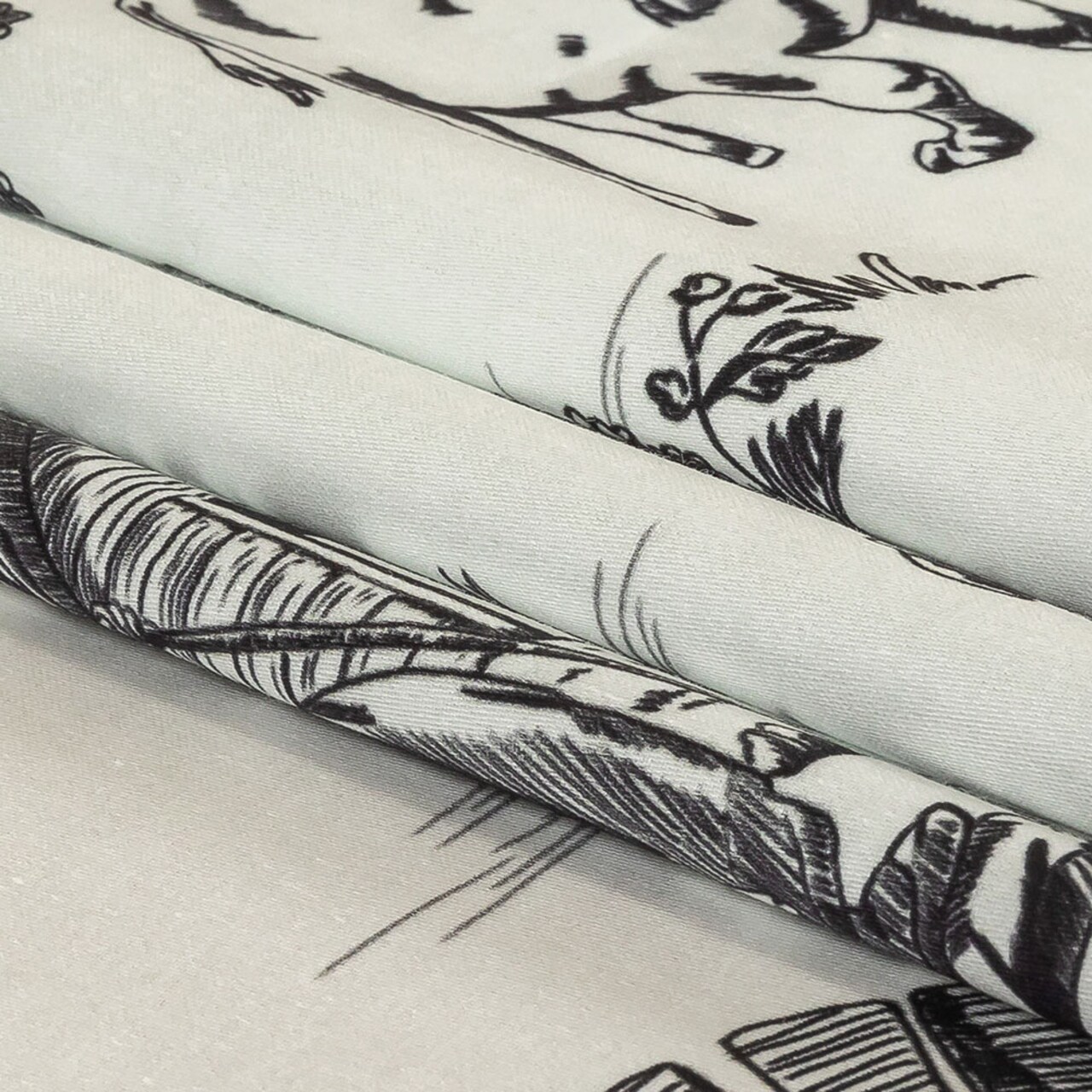 1 Yard Black and White Classic Toile de Jouy Mercerized Organic Egyptian Cotton Shirting 56’’ Width